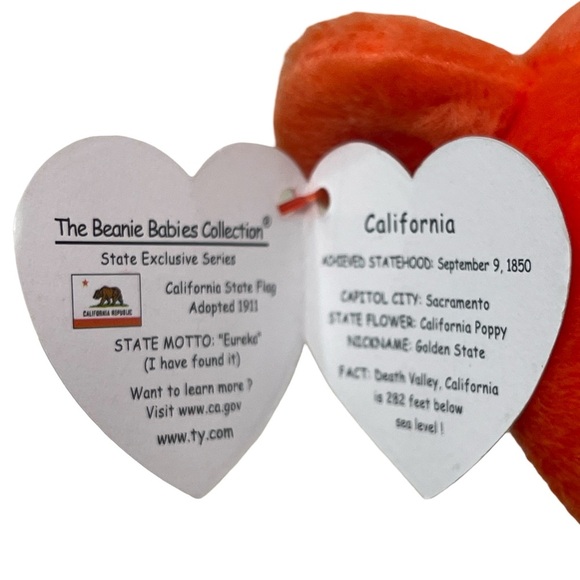 TY Beanie Babies I LOVE CALIFORNIA Orange Bear w/ Original Tags 2004 Baby - Picture 5 of 7